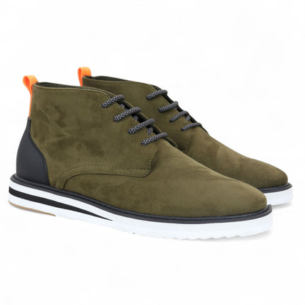 Men's Olive Suede Lace-Up Ankle Desert Boots