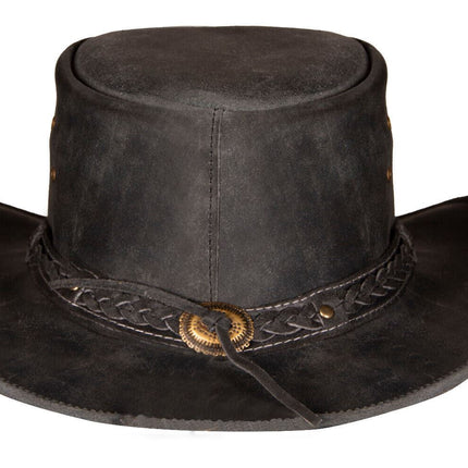 Cowboy Aussie Real Leather Hat Australian Black Western Outback Bush Hat