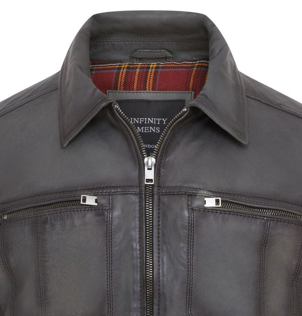 Men's Vintage Classic Short Soft Leather Biker Jacket