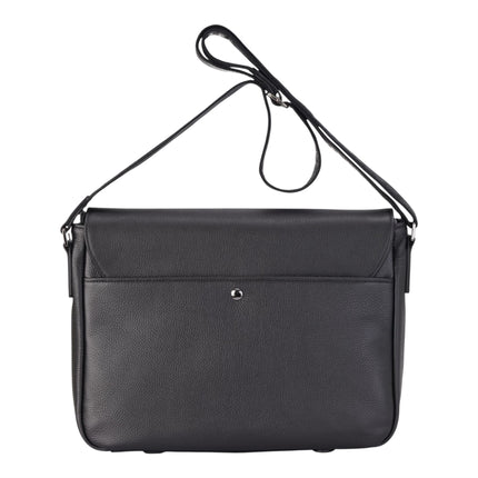 Genuine Leather Black Laptop Bag Travel Work Messenger Satchel - Camden