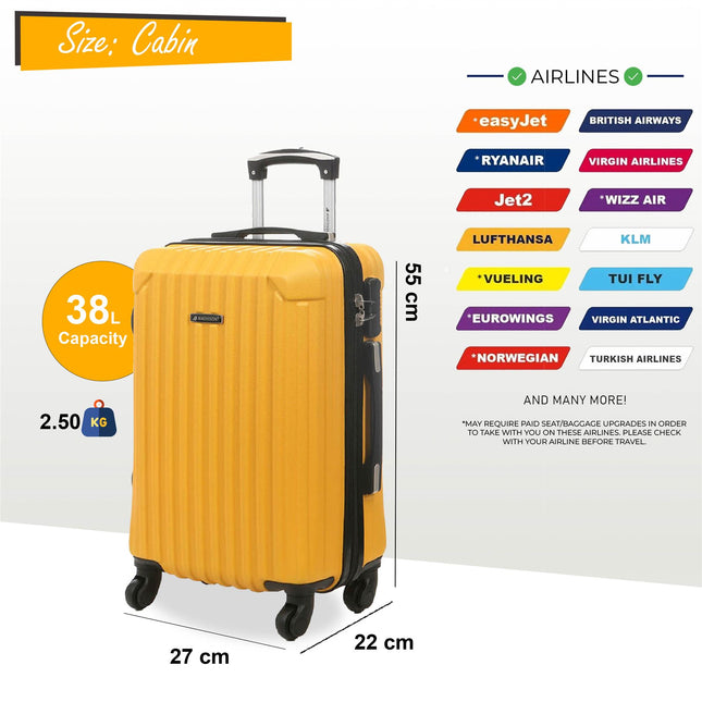 Hard Shell Cabin  55 x 27 x 22 cm ABS Suitcase Luggage Suitable for Easyjet, Ryanair