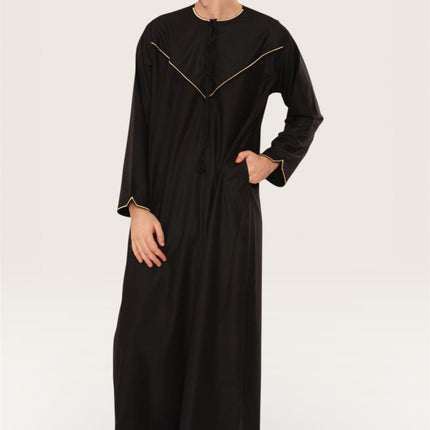 Men's Ramadan Black Moroccan Jubba Robe Djellaba Eid Thobe - TT-007