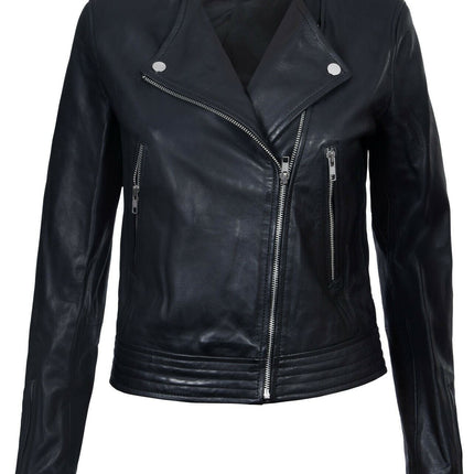 Womens Collarless Biker Jacket-Padova
