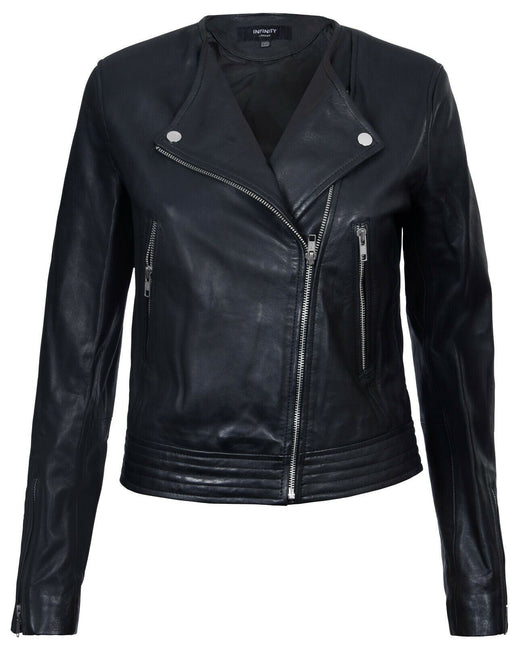 Womens Collarless Biker Jacket-Padova