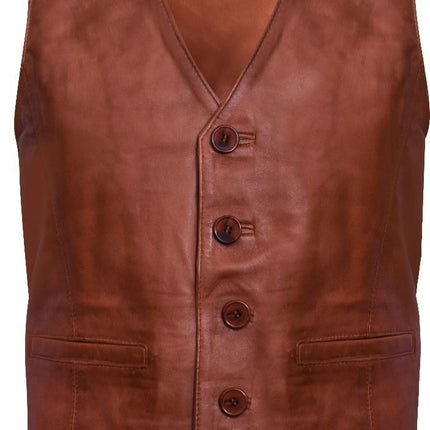 Mens Classic Leather Waistcoat-Chester