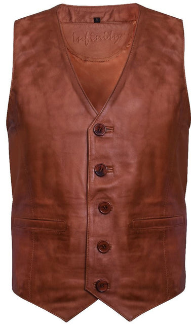 Mens Classic Leather Waistcoat-Chester