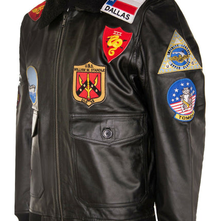 Mens A2 Top Gun Leather Bomber Jacket-Camborne