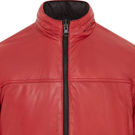 Mens Reversible Hooded Leather Jacket Premium Lambskin Napa