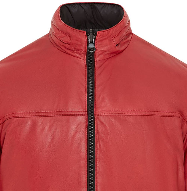 Mens Reversible Hooded Leather Jacket Premium Lambskin Napa
