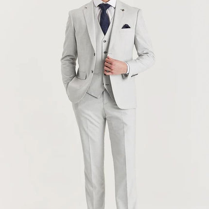 Men's Silver Lightweight Summer Wedding Party Trouser