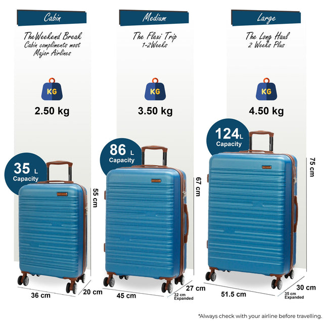 Expandable Hard Shell ABS Suitcase Set 8 Wheel Robust Travel Case Holiday Luggage