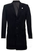 Men's Long Black Wool Slim Fit Overcoat