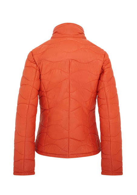 Womens Puffer Warm Quilted Leather Bomber Jacket