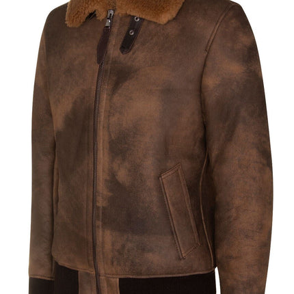 Mens Antique Sheepskin Bomber Jacket-Algorta