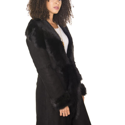 Womens Toscana Sheepskin Suede Trench Coat-Tbilisi