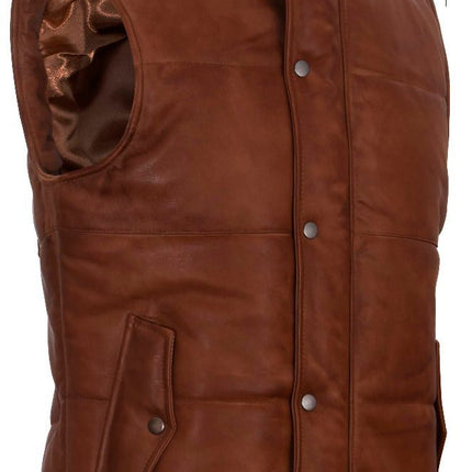 Mens Classic Leather Puffer Waistcoat-Nottingham