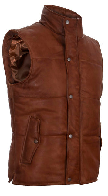 Mens Classic Leather Puffer Waistcoat-Nottingham