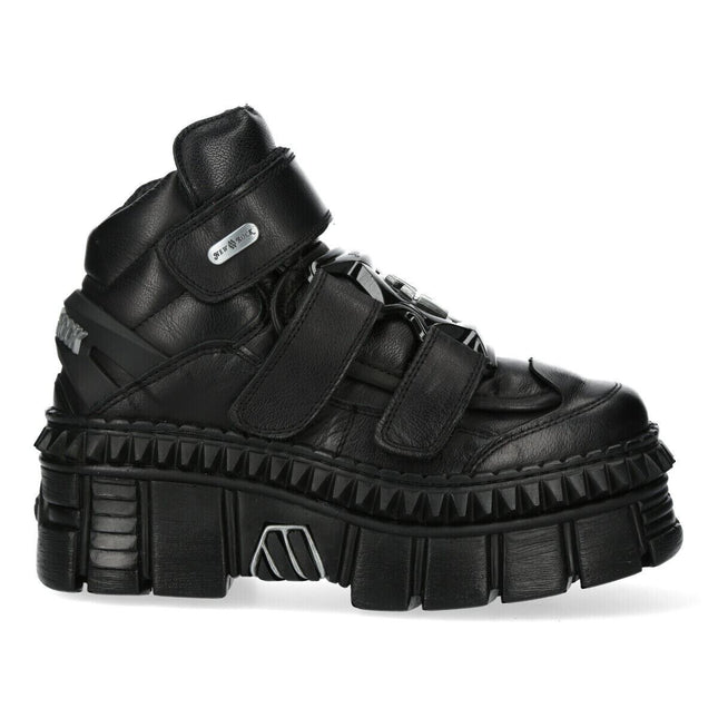 New Rock Metallic Ankle Leather Boots-WALL285-S3