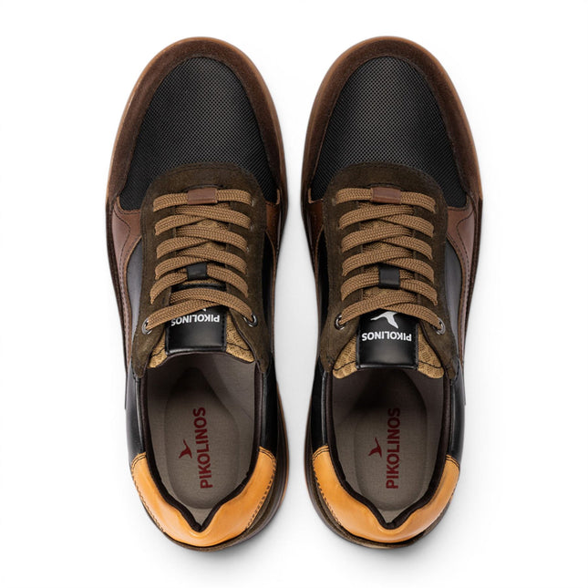 Pikolinos Men's Black Leather Trainers Sneaker Lace-Up Shoes - Teide