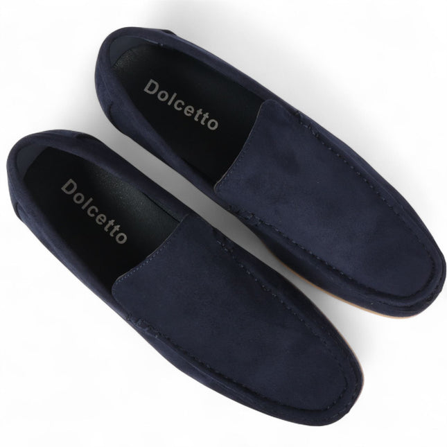 Men's Navy Suede Loafers Lightweight Slip-On Casual Shoes