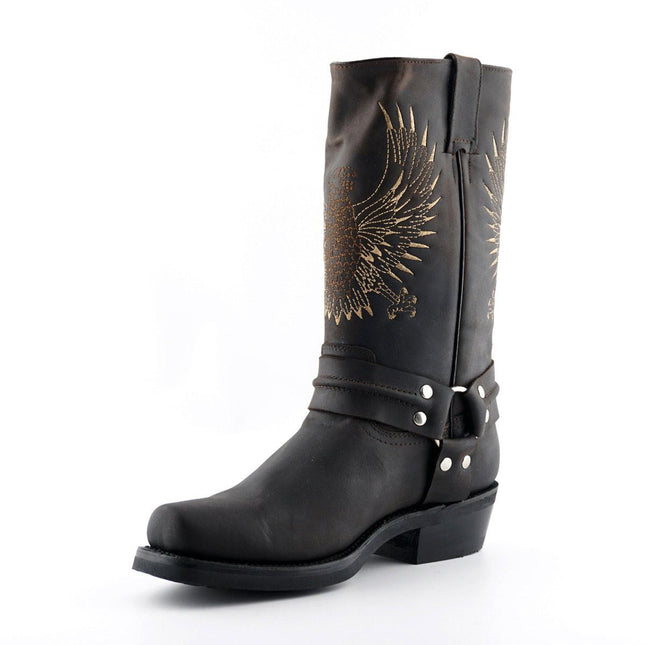 Grinders Mens Brown Leather Cowboy Boots - Bald Eagle