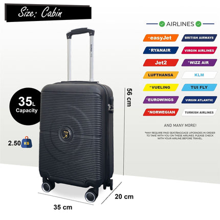 Robust ABS Hard Shell 8 Wheels Luggage Travel Holiday Cabin Suitcase Set