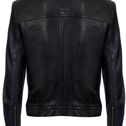 Men’s Classic Fitted Leather Biker Jacket-Austin
