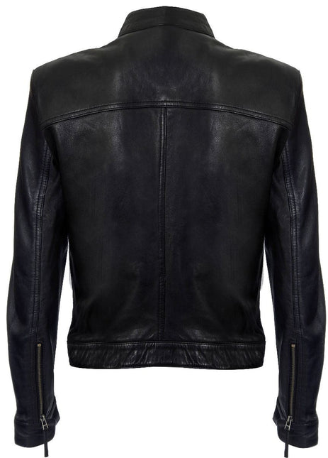 Men’s Classic Fitted Leather Biker Jacket-Austin