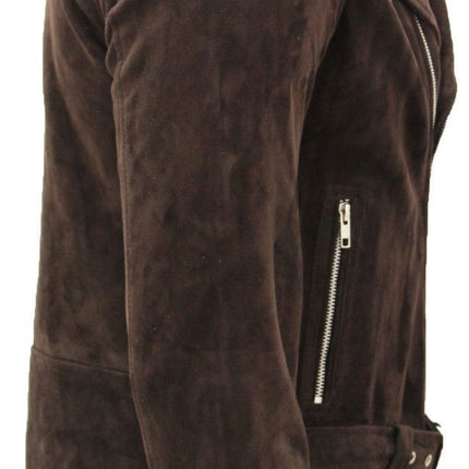 Mens Goat Suede Leather Brando Biker Jacket-Melbourne