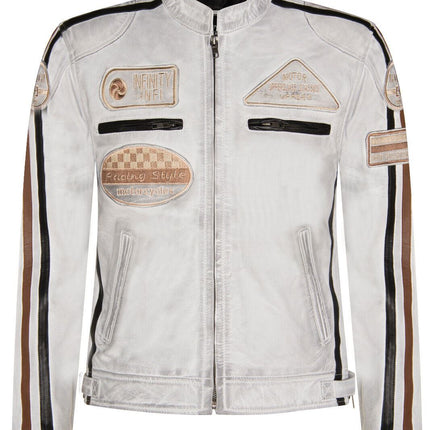 Mens Racing Leather Biker Jacket-Portland
