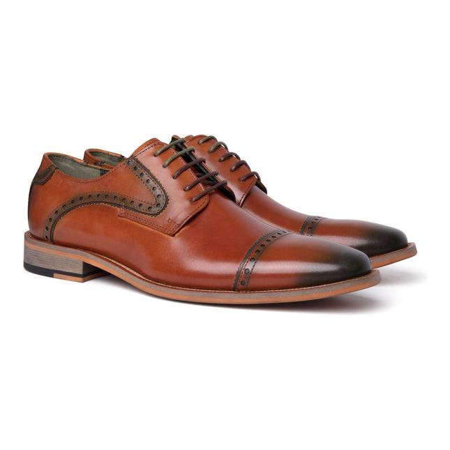 Justin Reess Men's Brown Leather Lace Up Oxford Shoes - Jenson