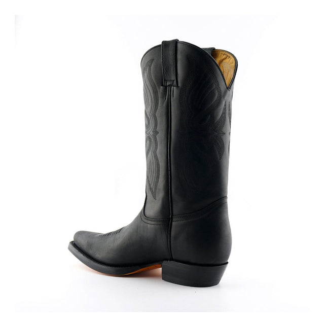 Grinders Mens Black Cowboy Leather Boots - Louisiana