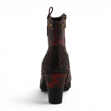 Mustang Women's Burgundy Floral Heeled Ankle Boots - M0162012