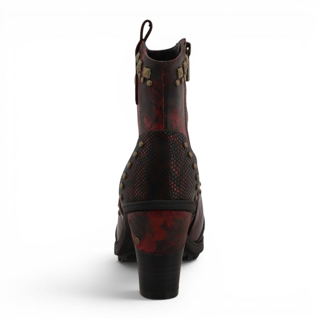 Mustang Women's Burgundy Floral Heeled Ankle Boots - M0162012
