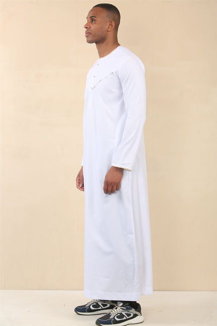Men's Omani Eid White Thobe  Saudi Emirati Jubba Robe