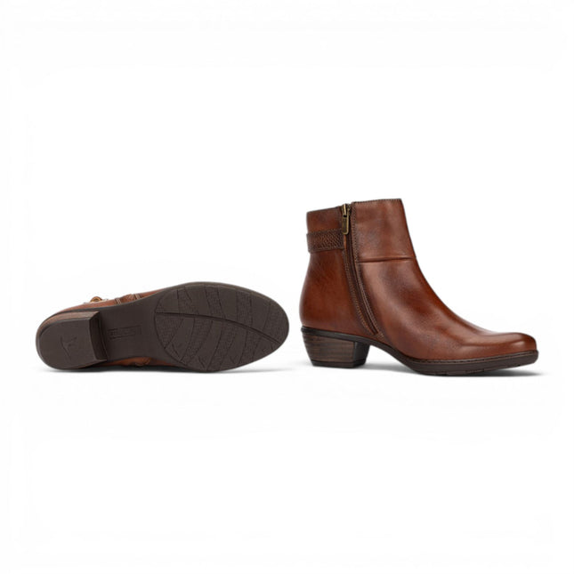 Pikolinos Women's Brown Leather Heel Ankle Boots - Utiel