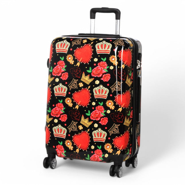 Strong Expandable Hard Shell Dual 4 Wheel Suitcase Set Print Luggage Cabin Travel Bag
