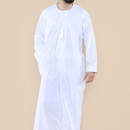 Mens White Thobe Jubba Saudi Islamic Arab Eid Emirati Kaftan Jubbah Tassel Robe