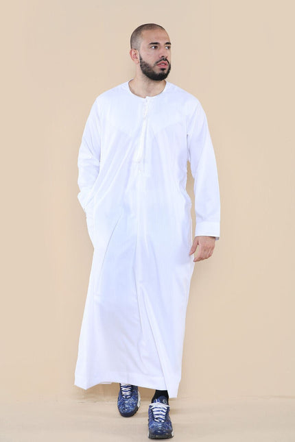 Mens White Thobe Jubba Saudi Islamic Arab Eid Emirati Kaftan Jubbah Tassel Robe