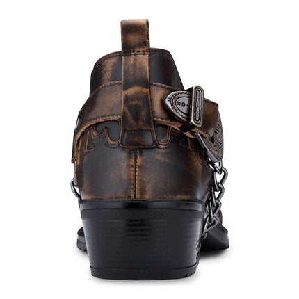 Men’S Brown Croc Leather Winklepicker Studded Western Biker Boots