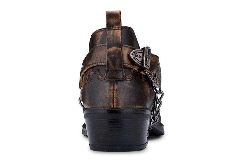 Men’S Brown Croc Leather Winklepicker Studded Western Biker Boots