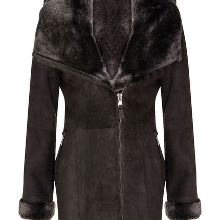 Womens Merino Sheepskin Hooded Coat-Antioch