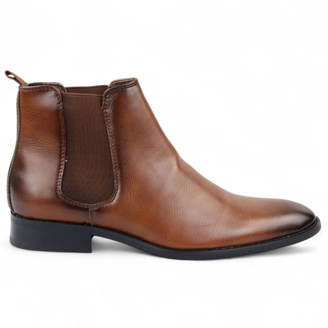 Men's Tan Chelsea Slip-On Office Ankle Boots