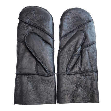 Infinity Leather Womens Black Genuine Real Sheepskin Mittens Warm Gloves
