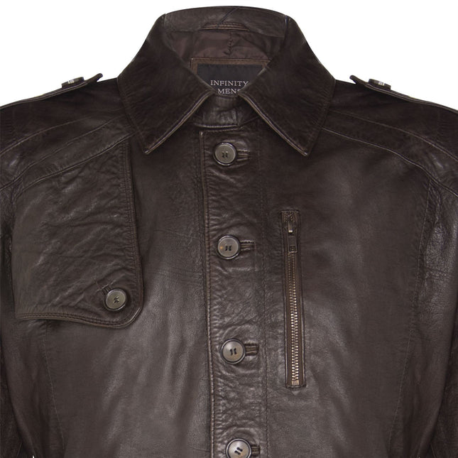 Mens Leather Trench Coat-Hamburg