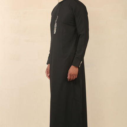 Men's Black Thobe Arab Saudi Emirati Islamic Clothing Jubba Robe