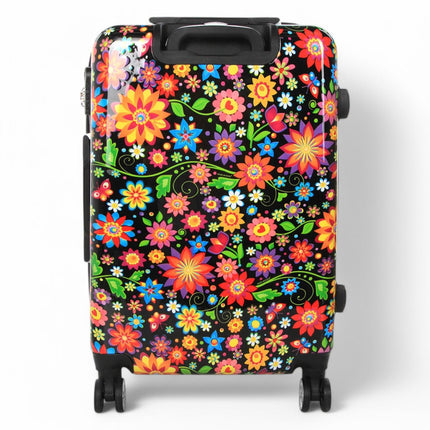 Strong Expandable Hard Shell Dual 4 Wheel Suitcase Set Print Luggage Cabin Travel Bag