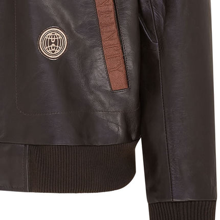 Mens Leather Bomber Jacket Air Force Badge Pilot Flying US Aviator Jacket
