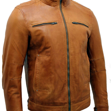 Mens Classic Leather Biker Jacket-Caracas