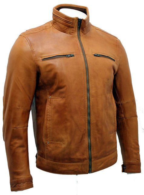Mens Classic Leather Biker Jacket-Caracas
